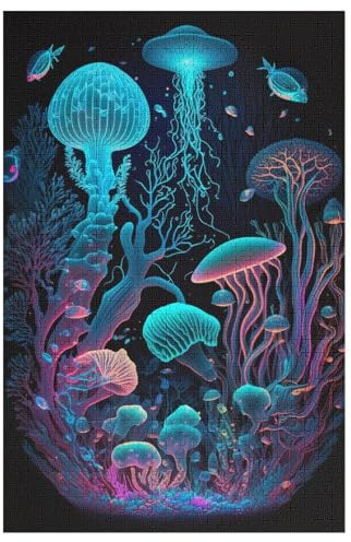Puzzles Für Erwachsene, Puzzle leuchtendes Meeresleben, 1000 Teile, Puzzle Aus Holz Für Erwachsene Und Kinder Ab 12 Jahren, Lernspielzeug 78×53cm