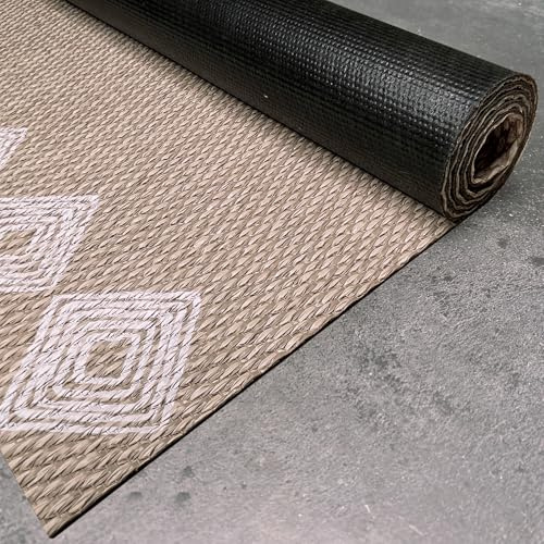 STORESDECO Vinyl Teppich pflegeleicht rutschfest, Küchenläufer & Läufer für Flur, Wohnzimmer und Esszimmer, In & Outdoor Teppich wetterfest, Premium Qualität Größe: 60 x 90 cm Ethno Weiß