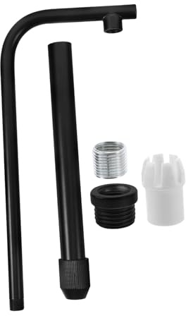 Verstellbarer Tischlampenstiel mit Gebogenem Rohr, 1 Satz Eisen Schwarz | Lampenzubehör für Tischlampen, Threaded Design, Einfache Montage, Elegante Ausführung, Modern und Traditionell