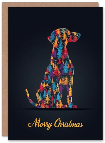 Artery8 Christmas Card Dog Lover Double Exposure With Colourful Trees