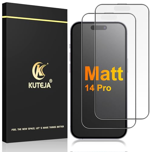 Kuteja Matt Panzer Schutz Glas für iPhone 14 Pro [2 Stück], 9H Härte Full Screen Matte Schutzfolie, Anti-Fingerabdruck, Blendschutz, Anti-Kratzen Gehärtetem Glas Displayschutzfolie