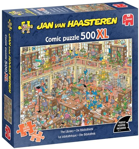 Jan van Haasteren Die Bibliothek – Großes 500XL Teile Puzzle – 100% Recycelter Karton – Unterhaltsames, kniffliges Puzzle für Erwachsene als Geburtstags 68 x 49cm