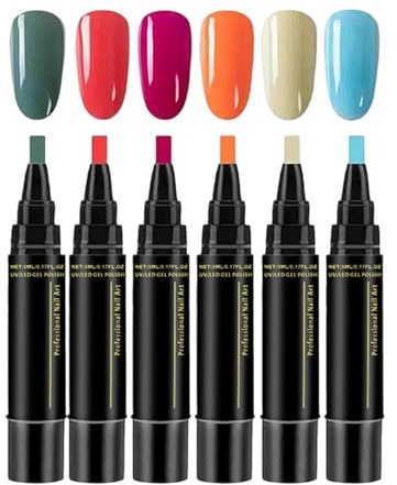 Marcadores para Uñas,6 Colores Herramientas De Pintura De Punta Fina,Esmalte en Gel de Secado Rápido | Para DIY Manicura Para Mujeres Hombres Jóvenes Principiantes Salón