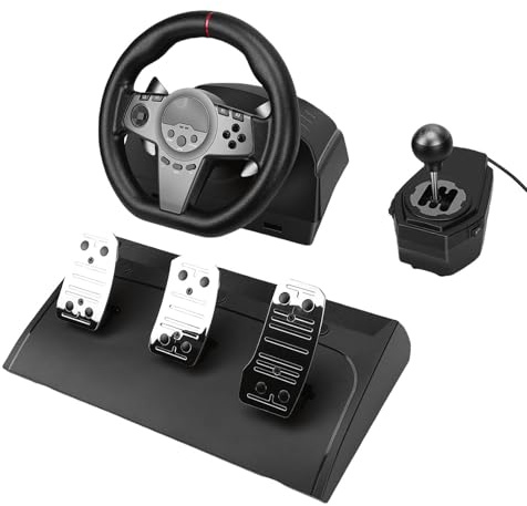Annadue Set di Volanti da Corsa per PC Gaming per Console di Gioco, Volante da Corsa Sim per Auto per PC Girevole a 270 Gradi con Cambio a Pedali