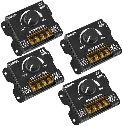 4 dimmer LED DC 12 V 24 V per strisce LED, 30 A 12 V dimmer PWM LED, interruttore dimmer dimmer per regolare la luminosità, regolatore di luminosità per striscia luminosa