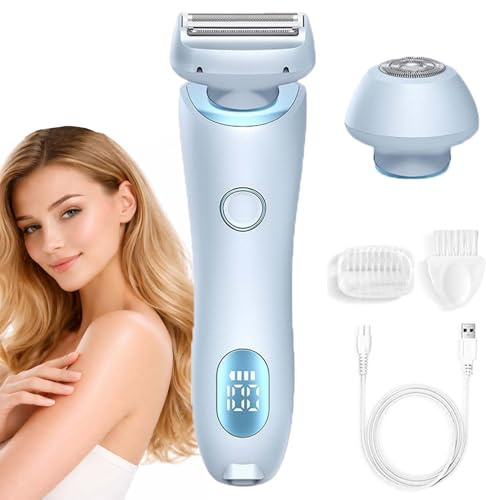Boulina Rasierer Damen, 2-In-1 Glisse Pro Rasierer, GeräT Leicht Zu Reinigen, Nass & Trocken, Lange Nutzungsdauer, Wasserdicht, Ergonomisch für Beine, Achseln & Bikinizone (Blau)