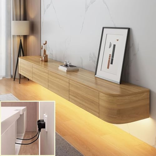 Rorquscade Wandmontierte TV-Schrank, Wand-TV-Schrank, Hängendes TV-Board Aus Massivholz Mit Türen Und Schubladen, TV Lowboard for Wohnzimmer Büro, 120/140/160/180 cm, TV 43 55 65 Zoll(Wood,180cm)