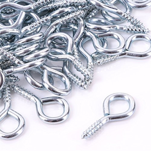 Pack of 100 Metal 30mm Screw Eyes - Heavy Duty Loop/Vine/Hoop/Frame Eye Hooks