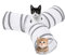 Rascheltunnel Faltbare 3 Wege Katzentunnel Spieltunnel Katzenspielzeug Haustier Interaktiv Trainingsspielzeug für Kaninchen Katze Hunde und Kleintiere Haustier, ø 25 cm/Länge 150 cm(Weiß)