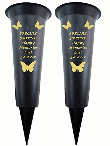 Special Verse Graveside Memorial Grave Spiked Flower Vase (Friend, 2 Pack)
