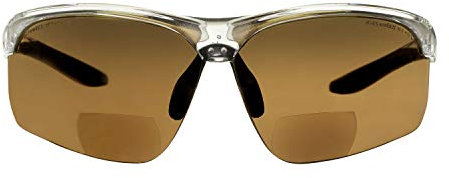 voltX Constructor ULTIMATE Bifokale Schutzbrille mit Lesehilfe (transparenter Rahmen, gold verspiegelte Gläser +3,0 Dioptrien) CE EN166FT, Bifokale Rad, Sportbrille PREMIUM, UV400
