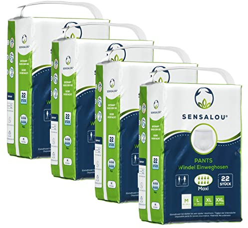 Sensalou Couche Culotte Slip Incontinence - Taille M (88 pieces) - Adulte Femme & Homme - Contre Fuites Urinaires & Fécales Importantes, Protection Ultra Absorbante et Jetable Nuit & Jour - Tres Forte
