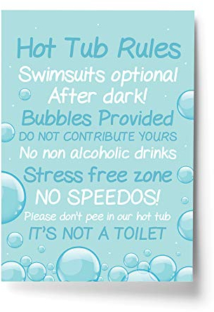 Red Ocean Hot Tub Rules Sign Framed Print Hot Tub Signs And Plaques Hot Tub Decor Garden Sign (A4 Print Only - Hot Tub Rules)