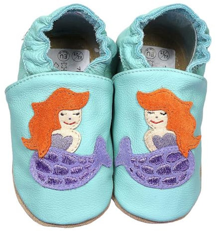 HOBEA-Germany Kitaschuhe Safestep, Kinderhausschuhe, Lederschuhe (Meerjungfrau mint, 20/21)