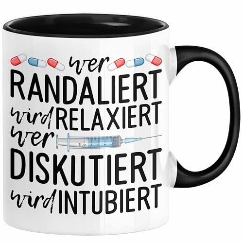 Trendation - Krankenschwester Tasse Geschenk Propofol Spritze Geschenk Krankenschwestern Kaffeetasse Arzt Ärtzin Arzthelferin (Schwarz)