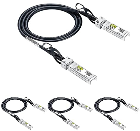 10G SFP+ DAC Twinax Cable, SFP+ to SFP+ Direct Attach Copper Passive for Cisco SFP-H10GB-CU0.5M, Ubiquiti UniFi, Meraki, Mikrotik, Fortinet, Netgear, D-Link, TP-Link and More,0.5-Meter(1.6ft), 4 pack