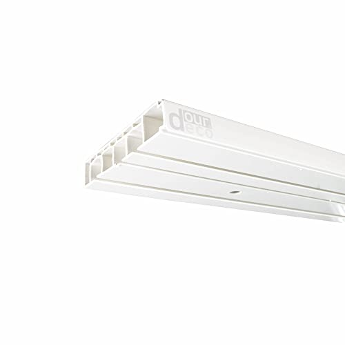 ourdeco® Vorhangschiene, Gardinenschiene weiß, 600 cm, 3-läufig (4x 150 cm inkl. Verbinder)