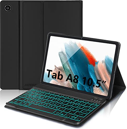 JADEMALL Custodia con Tastiera per Samsung Galaxy Tab A8 10.5 Pollici 2022, Cover con Italiano Tastiera per Galaxy Tab A8, Italiana Layout Tastiera Bluetooth Retroilluminata, Nero