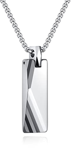 GAVU Herren Halskette aus Wolframstahl Wolf Kette Tag Anhänger 55cm