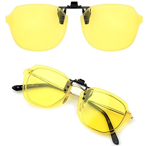 CREYESTAL Polarisiert Nachtfahrbrille Clip für Brillenträger, Überzieh Nachtsichtbrille für Autofahrer, Ultraleicht, Herren, Damen