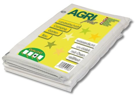 AGRI plus Gewebeplane mit Ösen I 3 x 3 m I Verschiedene Größen I 150 g/m² Folienstärke I Stabile & Reißfeste Abdeckplane I Allzweckplane für den Außenbereich I Weiße Plane wasserdicht & UV-stabil