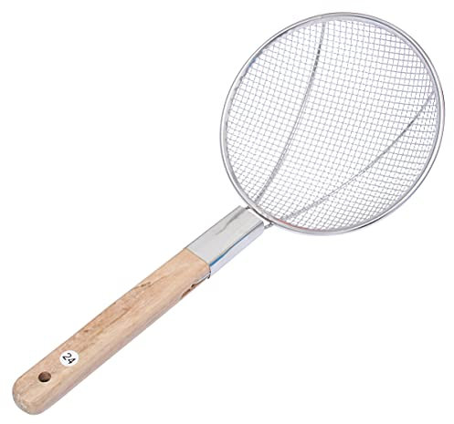 KICHOUSE Mestolo in Acciaio Inox Con Manico in Legno Lavabile in Lavastoviglie Per Filtrare La Cucina