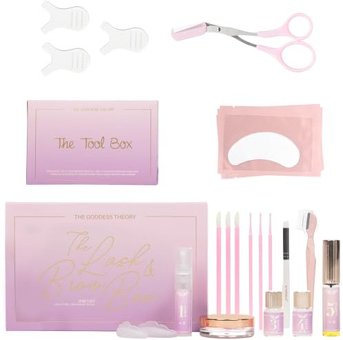 The Goddess Theory® | Ensemble de Rehaussement des Cils & des Sourcils 2 en 1 | 10x Plus de Volume | Avec le Nouveau Baume de Colle | Temps d'Application de 3 à 5 Minutes