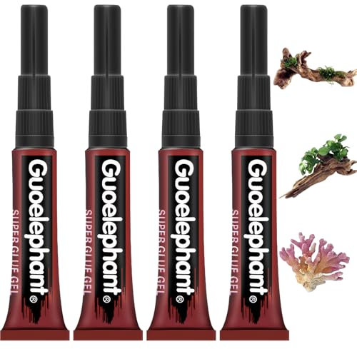 4 Pcs Aquarium Glue Aquarium Safe Glue Stone Glue Strong Adhesion Highly Waterproof Can be Operated Underwater Suitable for Plant Moss Landscaping Aquatic Plants Moss Coral (Black)