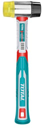 TOTAL - Martillo de Goma de Doble Cara - Maza para Carpintería, Ensamblaje, Mecánica - Golpea Sin Dañar la Superficie - 40mm - Mango de Fibra Trimaterial - Cabezas de Nylon y Goma