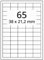 Laserdrucker Etiketten auf A4 Bogen, weiß - 38 x 21,2 mm - 6.500 Papier Aufkleber auf 100 Blatt, ablösbare Universal Klebe-Etiketten, matt