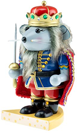 Clever Creations - Rundlicher Nussknacker - niedliches Winter-Design - 100% Holz - 01 - Mausekönig