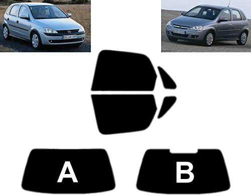Passgenaue Tönungsfolie für-Opel Corsa C 5-Türen 1999-2006 Heck/Seitenscheiben (20% Schwarz, B)