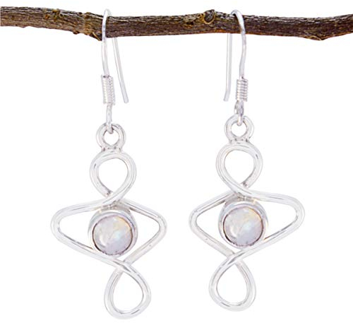 joyas plata attraktiver regenbogen mondstein eine edelsteine runde form cabochon einzigartiger ohrring aus sterlingsilber