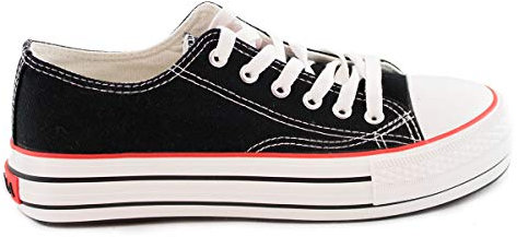 PAYMA - Zapatillas Bambas Botas de Lona Mujer. Puntera de Goma. Playeras de Deporte Casual y Caminar. Color: Negro Bajas Piso Doble. Talla 39