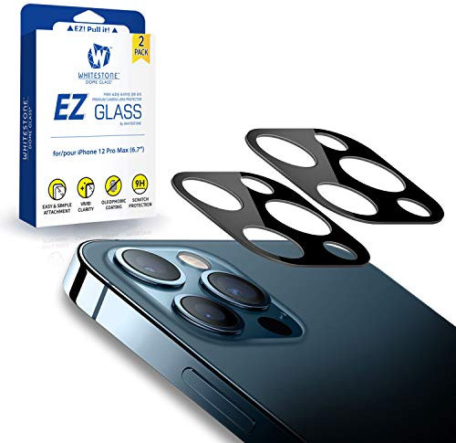 [DOME GLASS EZ] Apple iPhone 12 Pro Max (6.7) Camera Protector by Whitestone [One Touch Installation] Scratch-Resistant Camera Lens Protector for Clear View - Two Pack