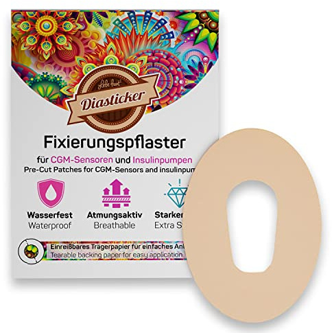 Diasticker - Dexcom G6 Plaster (10 Stück, Beige) - Wasserfest - Hautfreundlich - Atmungsaktiv - Starker Halt - Selbstklebende Fixierpflaster, Sensor-Fixierung