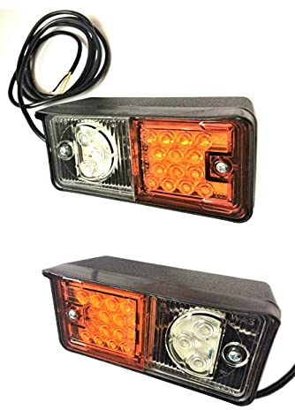 MelTruck 2x LED Positionsleuchte mit Blinker 12V/24V für Traktor Schlepper Gabelstapler Baumaschinen Bagger Schneepflug – rechts & links, IP66/68, E20, robustes Fahrzeuglicht