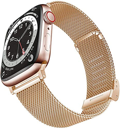 Yolistar Cinturino Compatibile per Apple Watch 40mm 38mm Series 6 5 4 3 2 1 SE, Ricambio di Alta Qualità in Metallo Maglia Milanese, Acciaio Inossidabile, Oro Rosa