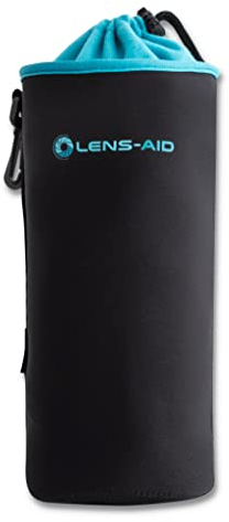 LENS-AID Housse pour Objectifs d’Appareil Photo en Néoprène avec Doublure en Polaire : Etui, Poche pour protéger Objectifs avec Cordon