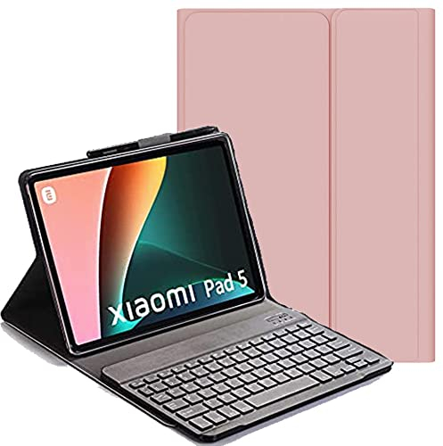 YHFZR Funda Teclado Español Ñ para Xiaomi Mi Pad 5/5 Pro, Español Ultra Slim Teclado Keyboard Case con Magnético Desmontable Inalámbrico Bluetooth para Xiaomi Mi Pad 5/5 Pro, Rosado