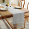 Tischläufer Boho Vintag Beige Tischläufer mit Quasten Modernes Leinen Table Runner für Hochzeit Rustikales Zuhause Bauernhaus Modern Tabletop Dekor, 183x33cm (Grau)