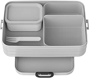 Mepal Bento Brotdose Large Take A Break - Brotdose mit Bento Box - Für 2 Sandwiches oder 4 Brotscheiben - Lunchbox für kleine Snacks & Reste - Brotdose Erwachsene Essenbox mit Fächern - Cool grey