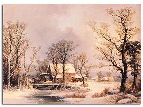 George Durrie Wandkunst, Gemälde, Öl, Leinwand, Kunstdruck, künstlerisches Poster für Zuhause, Set mit 1 Dekorationen, ungerahmt, 81,3 x 61 cm