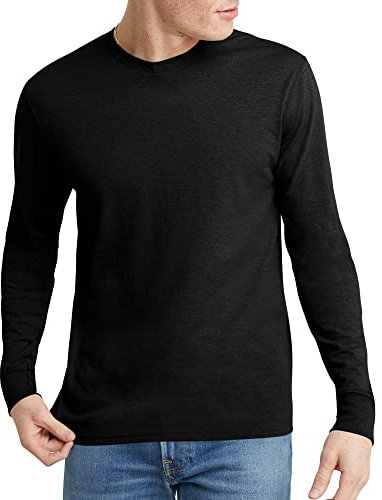 Hanes Originals Men's Tri-Blend Long Sleeve T-Shirt, Black, Small