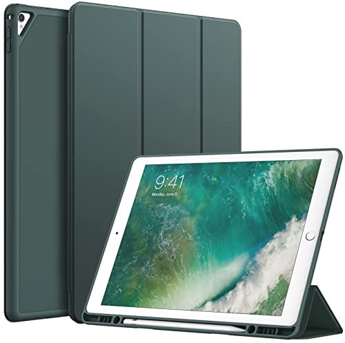 JETech Hülle für iPad Pro 12,9 Zoll (Modell 2015/2017, 1./2. Generation) mit Stifthalter, Dünne Tablet Schutzhülle mit Weicher TPU Rückseite, Auto Wachen/Schlafen (Neblig Grün)