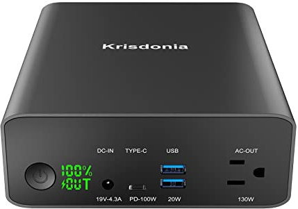 Krisdonia Batteria Portatile 80000mAh | Batteria Esterna Power Bank AC/USB-C/USB-A per laptop: MacBook Pro/iPad Pro/Dell/Surface | Telecamere | Droni | Dispositivi intelligenti: iPhone/Samsung