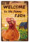 CREATCABIN Bienvenido A The Funny Farm Sign Chicken Metal Tin Signs Retro Vintage Wall Decor Art Mural Hanging Iron Painting Placa Póster Farmhouse Garden Bar Club Door Yard Decoraciones 8x12 Pulgada