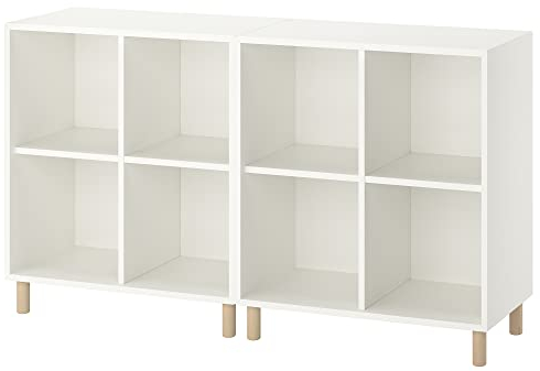 Ikea EKET Schrankkombination mit Beinen, 140x35x80 cm, weiß/holz