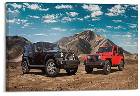 YIBIN Auto-Poster für Jeep Wrangler Schwarz und Rot Autos Poster Dekorative Malerei Leinwand Wandposter und Kunstbild Druck Moderne Familie Schlafzimmer Dekor Poster 30 x 45 cm