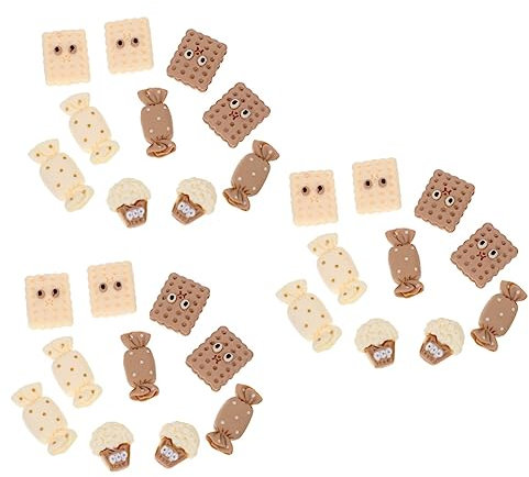 Operitacx 30 Pcs DIY Cream Glue Fake Charms Fake Candy Charms Flatback Charms Embellishments Flatback Cookies Charms Nail Decorations for Nail Art Flatback Nail Charm Food Phone Case Resin